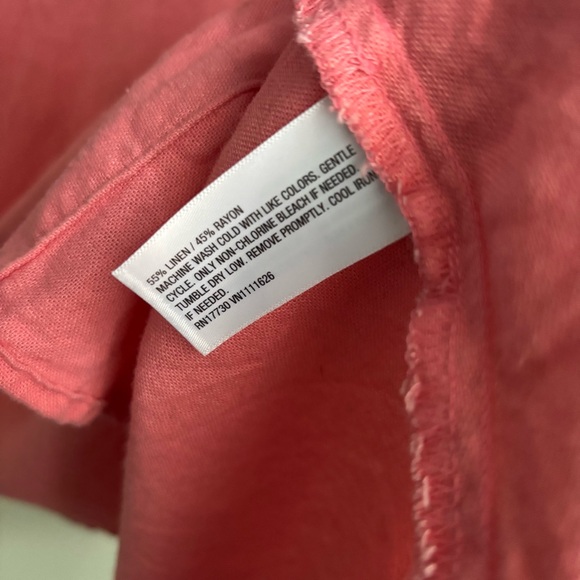 Women’s Isabel Short Sleeve Linen Blend Maternity Button-Up Shirt Size M coral - Picture 5 of 6